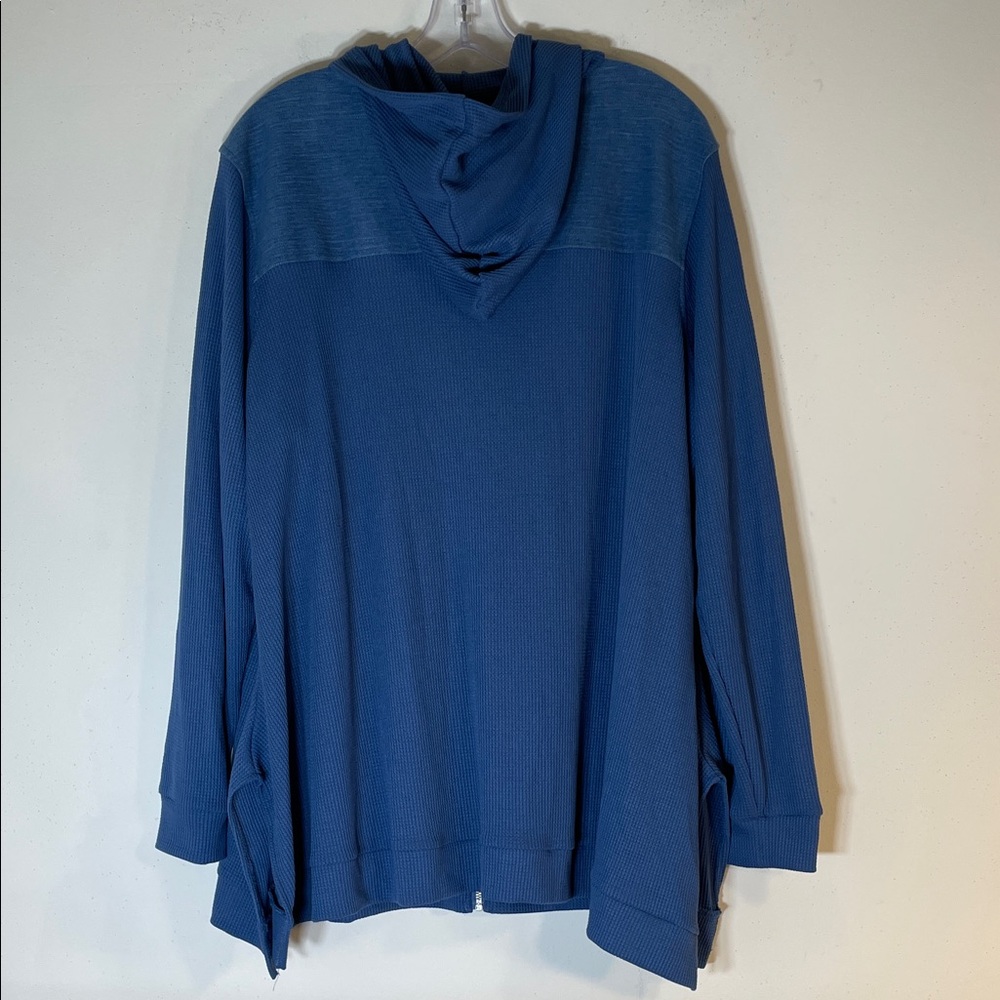 NWT. DG2 by Diane Gilman Blue Zip-Up Two-Tone Hoodie. 2X. - Picture 8 of 10
